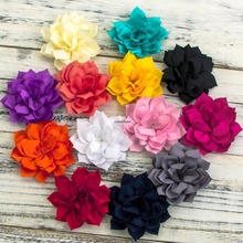10pcs/lot 3.6" 13Colors Hair Clips Double-Layer Lotus Flowers For Kids Hair Accessories Winter Fabric Flowers For Headbands 2024 - купить недорого