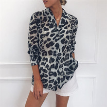 Blusas Mujer De Moda 2019 Office Ladies Leopard Blouse Turn-Down Collar Long Sleeve Loose Women Tops Plus Size Xxxl Chiffon 2024 - buy cheap