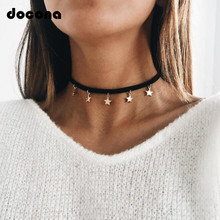 Docona-gargantilla de estrellas de terciopelo negro para mujer, collar Punk con cadenas cortas, Gargantilla, joyería Bohemia 6543 2024 - compra barato