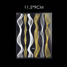 Mtssii стикер для дизайна ногтей Лазерная золотая металлическая полоса волнистая лента самоклеящаяся переводная пленка 3D сделай сам наклейка украшение для маникюра 2024 - купить недорого