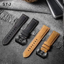 STJ-Correa de reloj de cuero de vaca hecha a mano para Samsung Galaxy Watch Active, correa de cuero para Huawei GT 2, 42mm, 46mm, 22mm, 20mm 2024 - compra barato