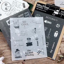 4PCS New Black And White Element Children Stationery Stickers For DIY Albums Scrapbooking Diary Decoration Cartoon Depicting 2024 - buy cheap