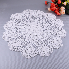 1Pc White Pure Cotton Handmade Crochet Lace Doily Table Placemat Round Flower Coaster Mat Floral Pattern Diameter 40 cm 2024 - buy cheap