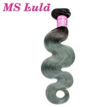 MS Lula Hair Brazilian Body Wave Colored Hair Ombre Grey Human Hair Weave  Remy Hair For Black With Dark Roots 10Inch-26Inch 2024 - buy cheap