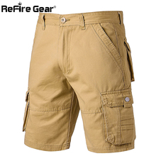 Refire engrenagem casual verão bermuda tática militar masculina bolsos multi exército bermuda cargo algodão respirável calça curta elástica 2024 - compre barato