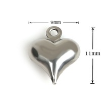 Free shipping Retail 20PCs Rhodium Tone Stainless Steel Heart Charm Pendants 9*11mm/12*13mm/16*17mm 2024 - buy cheap