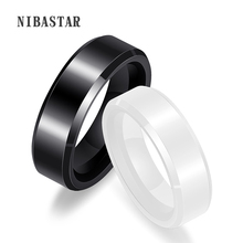 New 6mm Black White Beautiful Shiny Side Ceramic Ring For Women Top Quality Jewelry Without Scratches Woman Ring 2024 - buy cheap