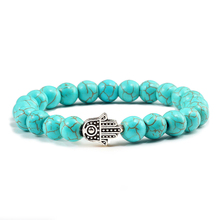 8mm Natural Stone Bracelet Charm Women Red Blue Turquoises Sliver Color Hand Beads Strand Bracelets Bangles Men Yoga Jewelry 2024 - buy cheap