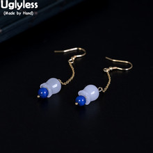 Uglyless 100% real 925 prata esterlina mulheres brincos bijoux jade natural lírio do vale flor brincos lapis jóias étnicas 2024 - compre barato