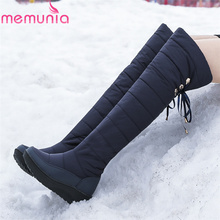 MEMUNIA SIZE 35-44 NEW 2021 thigh high boots women slim lace up thick fur snow boots simple ladies wedges platform winter boots 2024 - buy cheap