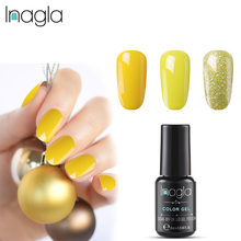 Inagla 8 мл Желтая серия чистый цветной Гель-лак для ногтей долговечный 20 видов цветов УФ-светодиодный гель лак отмачиваемый эмаль 2024 - купить недорого