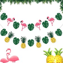 Flamingo Party Banner Summer Tropical Palm Leaves Happy Birthday Party Decor Flags Pineapple Banners Beach Luau Party Supplies 2024 - buy cheap