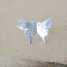 Drawing Silver Color Temperament Butterfly Personality Korea Sweet Fashion Female Resizable Opening Rings SRI079 2024 - buy cheap