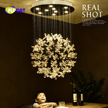 FUMAT Modern Living Room Pendant Lamp Flower Lustre Crystal Pendant Light Round LED Ceiling Lamp Light for Bedroom Restaurant 2024 - buy cheap
