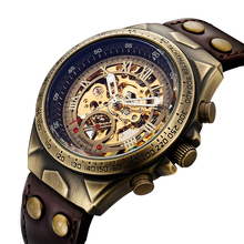 Shenhua relógio de pulso de bronze genuíno, relógio masculino transparente e automático com pulseira de bronze, à prova d'água e esqueleto, novo design de luxo 2024 - compre barato