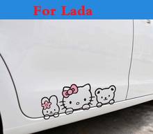 Car Hello Kitty Cartoon Decals Auto Doors Cover Scratches Stickers for Lada Chance Granta Kalina Priora Sens Vesta Vida 2024 - buy cheap