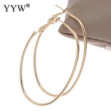 New Summer Simple Smooth Gold Silver Plated Big Hoop Earring For Women Jewelry Accessories Large Circle Oval Loop Hoop Earrings 2024 - buy cheap