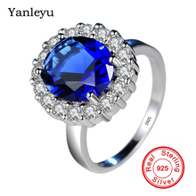 Yanleyu Princess Diana William Kate Blue Cubic Zircon Engagement Rings for Women 925 Sterling Silver Wedding Ring Jewelry PR272 2024 - buy cheap