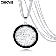 CHICVIE Silver Color Round Crystal Necklaces & Pendants Ethnic Popular Long Women Necklace Female Statement Jewelry Sne160121 2024 - buy cheap