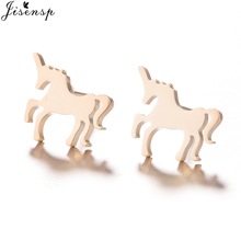 Jisensp Lovely Design Unicorn Stud Earrings Fashion Cute Horse Earring Animal Jewelry for Women Gift Party Ear Stud bijoux 2024 - buy cheap