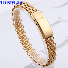 Luxury Gold Color Link Chain Bracelet Man Trendy Men's Bracelets Solid Stainless Steel Jewelry For Men Boyfriend Groom's Gifts 2024 - buy cheap