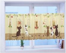 High Quality cat print coffee curtain  kitchen curtains for windows door curtain semi-shade brief  cloth short curtain145 45cm 2024 - buy cheap