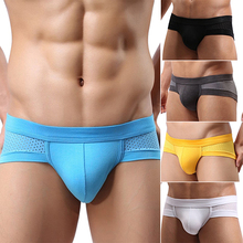 Arrival Men's Sexy Mesh Modal Triangle Underwear Breathable Solid Briefs Underpants 6YOM 2024 - buy cheap