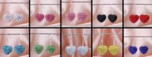 Оптовая продажа, свадебные Разноцветные серьги в форме сердца с разноцветными серебряными бусинами и микрозакрепкой, серьги-подвески с кристаллами 2024 - купить недорого