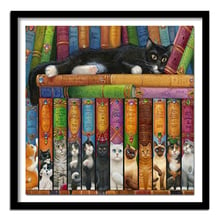 Full Square/Round Drill 5D DIY Diamond Painting "Cat & book" Embroidery Cross Stitch  Home Decor Gift A01570 2024 - buy cheap