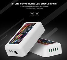 Fut038 mi. light 2.4g rf wireless 4 zona, controlador de intensidade de luz led, compatível com wifi 5050 3528 rgb rgbww strip