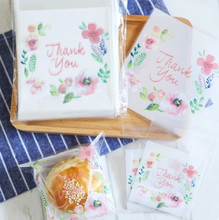 Flower decoration THANK YOU letter bakery package cookie biscuit candy bag jewelry gift packing bags transparent self adhesive 2024 - buy cheap