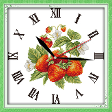 Red strawberries cross stitch kit 14ct 11ct count print canvas wall clock stitching embroidery DIY handmade needlework 2024 - buy cheap