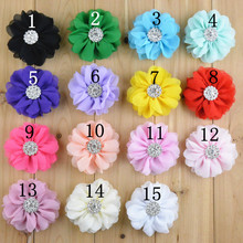 30pcs/lot 3'' multilayer Ballerina Chiffon Flowers with Rhinestone Buttons flower accessories for hair band Bow Clip FH09 2024 - buy cheap