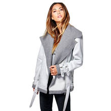 Women Coat Solid Silver Pockets Long Sleeve Bomber Jackets Autumn Winter Zipper Front Streetwear Casual Overcoat For Wholesale 2024 - buy cheap