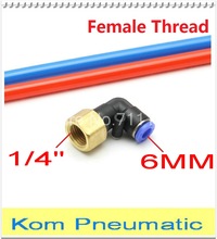 Conector de gás de mangueira pneumática, 6mm para 1/4 ", rosca fêmea, cotovelo em l, 90 graus, plf 6-02, encaixe de ar, tubulação de nylon, 1/4 polegadas 2024 - compre barato