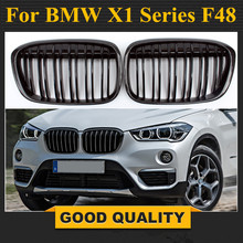 F48 Carbon fiber material Dual Slat Front Bumper Grills Kidney Grille For BMW X1 F48 5-Door Hatchback 2015 2016 Grill Mesh 2024 - buy cheap