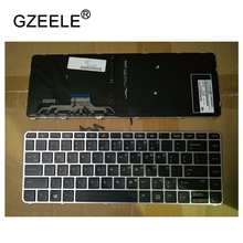 GZEELE-teclado Inglés para portátil HP, para ELIteBook FOLIO 1040 G3, con marco plateado retroiluminado, versión estadounidense 2024 - compra barato