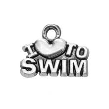 RAINXTAR Top Quality Alloy I Love To Swim Vintage Letter Charms Alphabet Pendant Charms 12*15mm 50pcs AAC1417 2024 - buy cheap