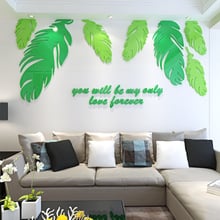 Creative INS Small fresh feather children's room bedroom living room TV background mirror brick wall 3D acrylic wall sticker 2024 - buy cheap