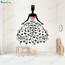 Black Flower Vine Butterfly Girl Wall Stickers Vinyl living Room Bedroom Decals Home Decoration Self-adhesive Art Murals YT517 2024 - buy cheap