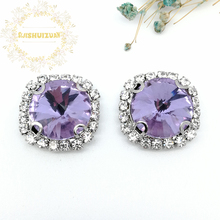Crystal violet ROUND Glass Crystal sew on rhinestones with Crystal buckle claw Diy wedding dress accessories Free shipping 2024 - buy cheap