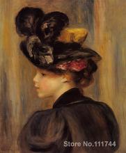 modern art paintings Young Woman Wearing a Black Hat hand painted art by Pierre Auguste Renoir High quality 2024 - buy cheap