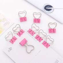 2020 coração rosa oco para fora metal binder clipes escola material de escritório clipes coreano papelaria alta qualidade criativo mini escola t 2024 - compre barato