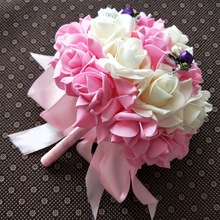 Bridal bouquet Ribbon Wedding bouquet Bride holding flower PE Rose Bridesmaid Wedding Foam flowers Rose faux flowers 2024 - buy cheap