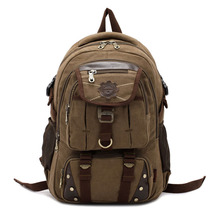 KAUKKO New fashion men's backpack vintage canvas backpack school bag men's travel bags large capacity travel laptop backpack bag 2024 - buy cheap