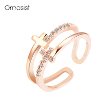 Classic Cross Crystal Ring Fashion Gold Silver Color Jewelry Adjustable Rings For Women Girls Party Valentine's Bague Gifts 2024 - buy cheap