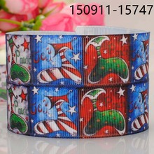 free shipping 50 yards 1 " 25 mm Christmas Socks pattern printed grosgrain tape ribbons for party decoration 2024 - buy cheap