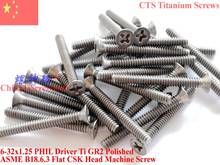 Titanium screws 6-32x1.25 Flat CSK Head 2# Phillips  Driver Ti GR2 Polished 50 pcs 2024 - buy cheap