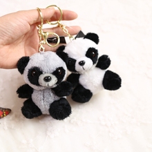 wholesale 10pcs 12cm cartoon panda plush little bag key chain vehicle pendant high quality lovely stuffed toy girl gift 2024 - buy cheap