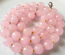 ¡! Venta al por mayor de moda DIY 10mm facetado Rosa Calcedonia collar de cuentas 17 "JT6075 2024 - compra barato